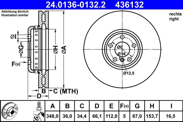 ATE 24.0136-0132.2 - Disc frana parts5.com