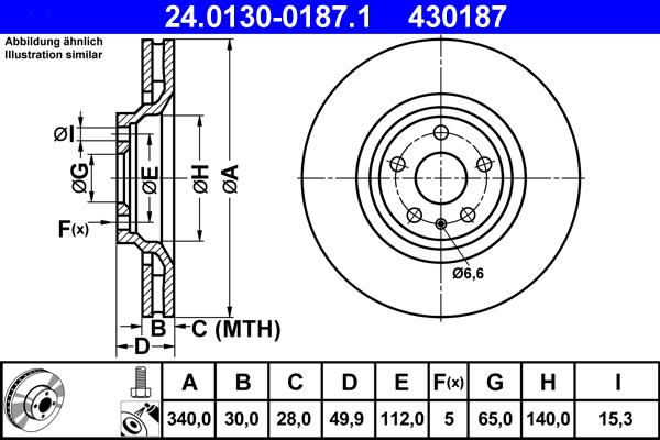 ATE 24.0130-0187.1 - Brake Disc parts5.com