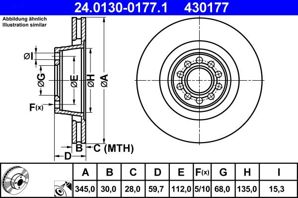 ATE 24.0130-0177.1 - Disco de freno parts5.com