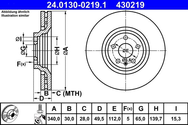 ATE 24.0130-0219.1 - Disc frana parts5.com