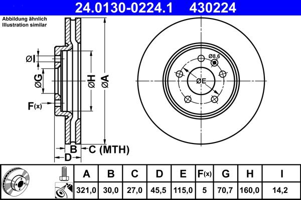 ATE 24.0130-0224.1 - Brake Disc parts5.com