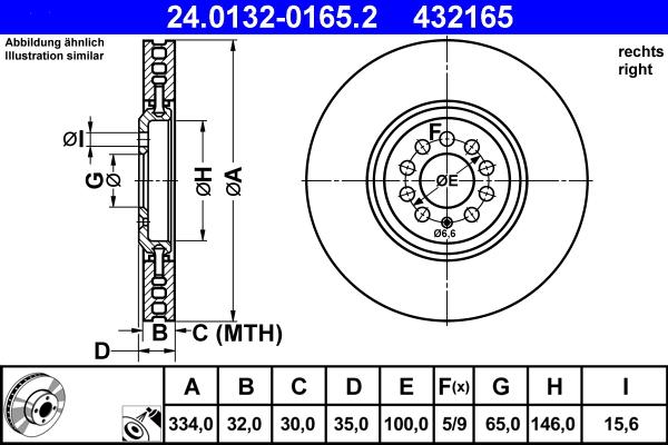 ATE 24.0132-0165.2 - Disc frana parts5.com