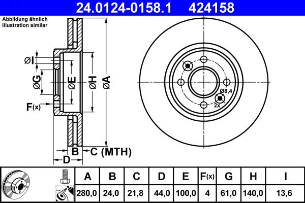 ATE 24.0124-0158.1 - Zavorni kolut parts5.com