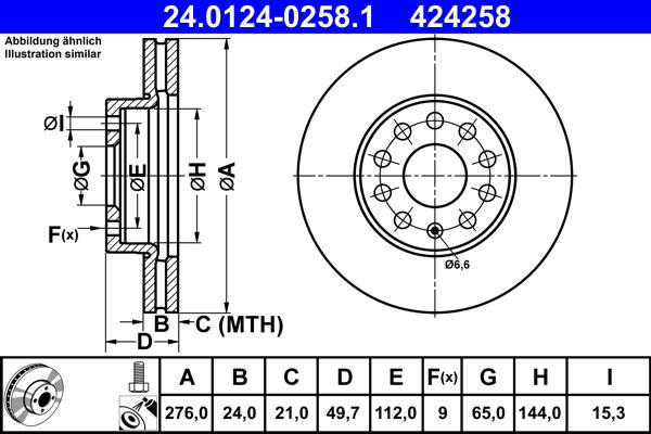 ATE 24.0124-0258.1 - Disc frana parts5.com