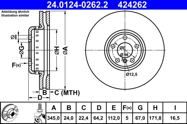 ATE 24.0124-0262.2 - Спирачен диск parts5.com