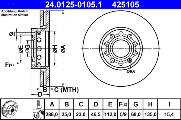 ATE 24.0125-0105.1 - Féktárcsa parts5.com