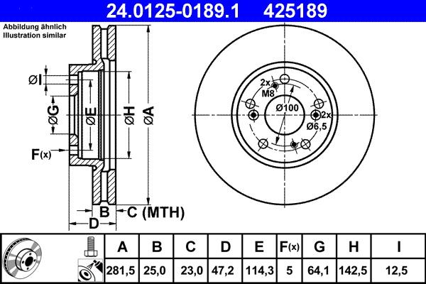 ATE 24.0125-0189.1 - Disc frana parts5.com