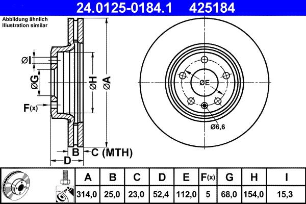 ATE 24.0125-0184.1 - Disc frana parts5.com