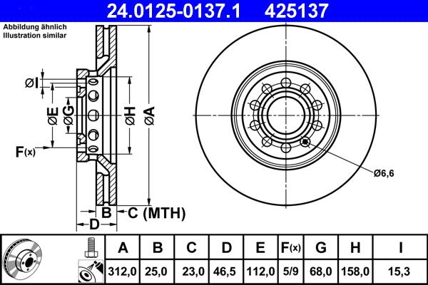 ATE 24.0125-0137.1 - Disc frana parts5.com