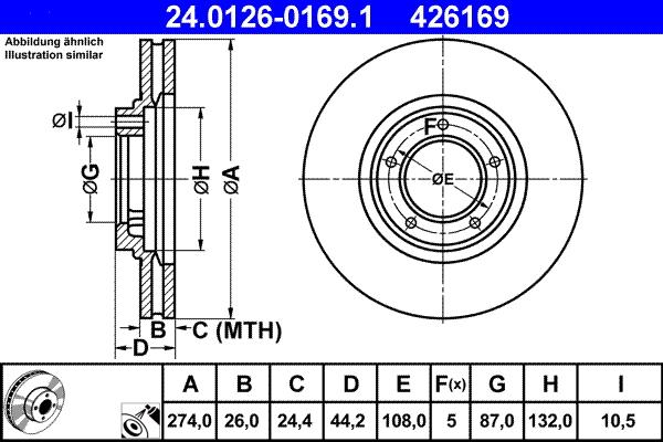 ATE 24.0126-0169.1 - Zavorni kolut parts5.com