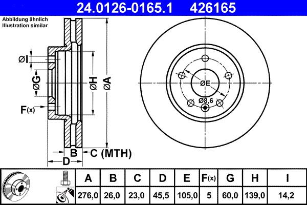 ATE 24.0126-0165.1 - Disc frana parts5.com