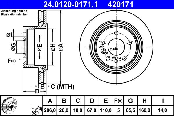 ATE 24.0120-0171.1 - Disque de frein parts5.com