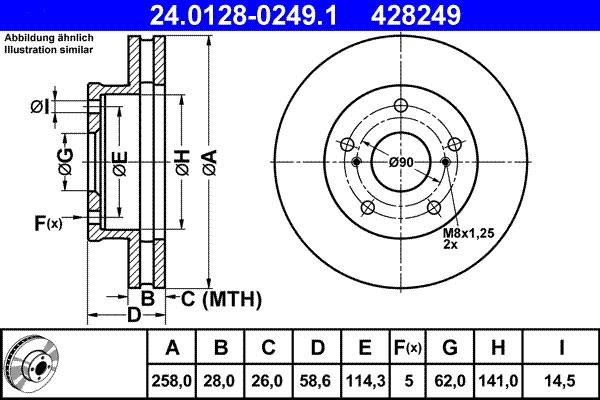 ATE 24.0128-0249.1 - Disque de frein parts5.com