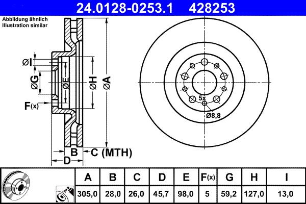 ATE 24.0128-0253.1 - Disc frana parts5.com