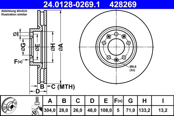 ATE 24.0128-0269.1 - Disc frana parts5.com