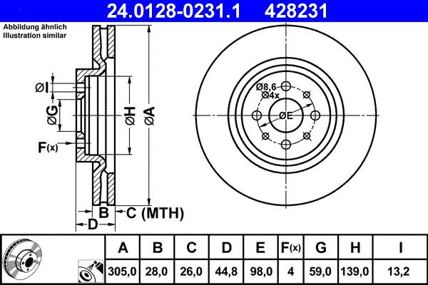 ATE 24.0128-0231.1 - Disc frana parts5.com