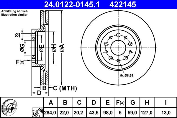 ATE 24.0122-0145.1 - Disc frana parts5.com