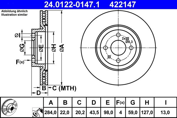 ATE 24.0122-0147.1 - Disc frana parts5.com