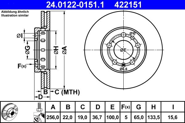 ATE 24.0122-0151.1 - Tarcza hamulcowa parts5.com