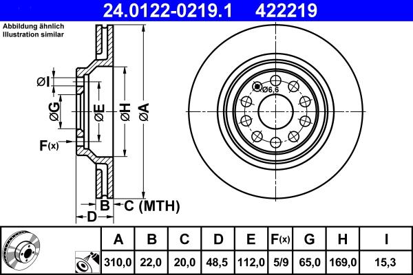 ATE 24.0122-0219.1 - Bremsscheibe parts5.com