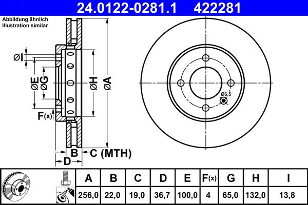 ATE 24.0122-0281.1 - Disco de freno parts5.com