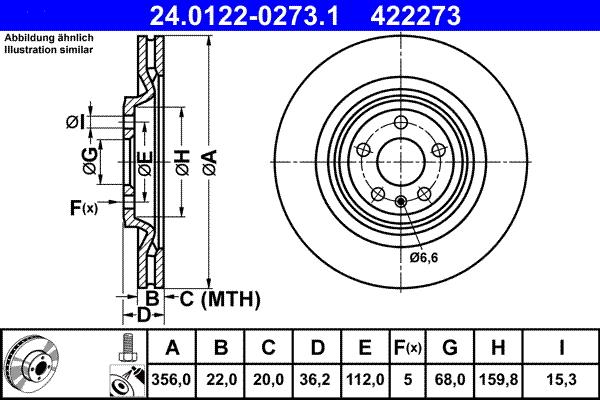 ATE 24.0122-0273.1 - Disc frana parts5.com