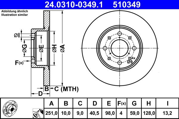 ATE 24.0310-0349.1 - Disc frana parts5.com