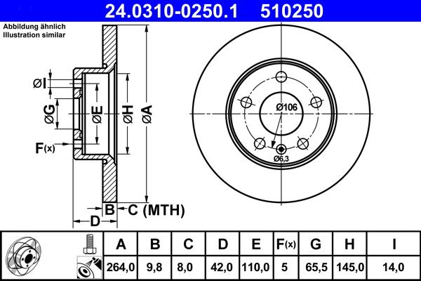 ATE 24.0310-0250.1 - Disc frana parts5.com