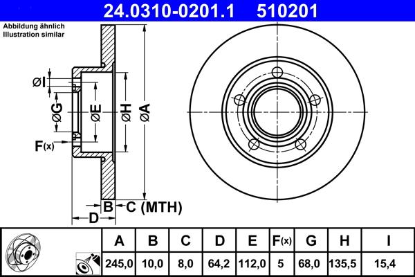 ATE 24.0310-0201.1 - Bremsscheibe parts5.com