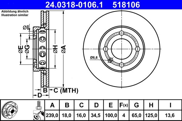 ATE 24.0318-0106.1 - Disc frana parts5.com