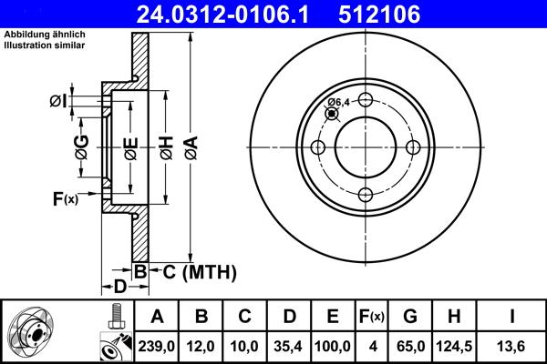 ATE 24.0312-0106.1 - Disco de freno parts5.com