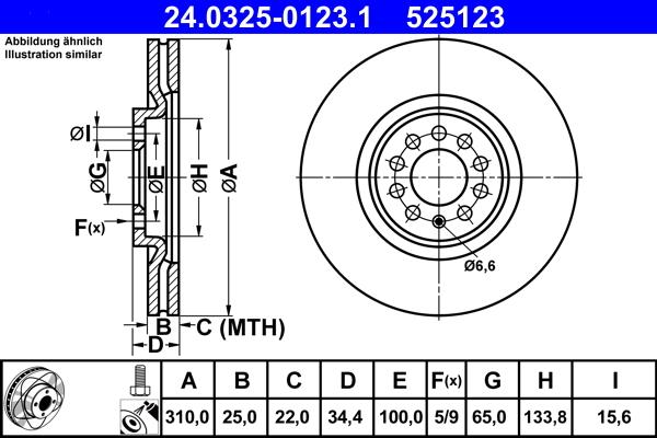 ATE 24.0325-0123.1 - Tarcza hamulcowa parts5.com