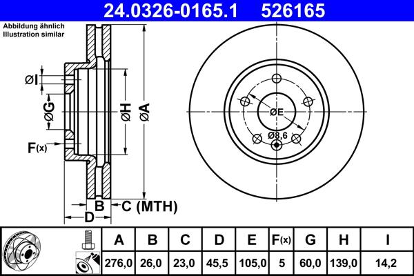 ATE 24.0326-0165.1 - Disc frana parts5.com