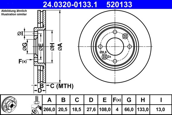 ATE 24.0320-0133.1 - Brzdový kotouč parts5.com