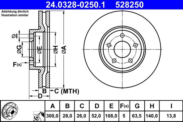 ATE 24.0328-0250.1 - Bremsscheibe parts5.com