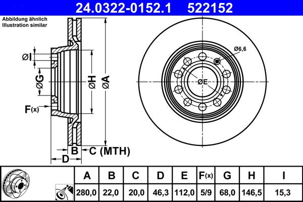 ATE 24.0322-0152.1 - Disco de freno parts5.com