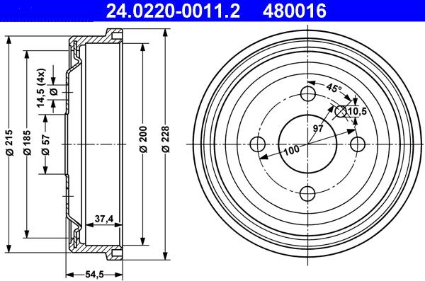 ATE 24.0220-0011.2 - Tambur frana parts5.com