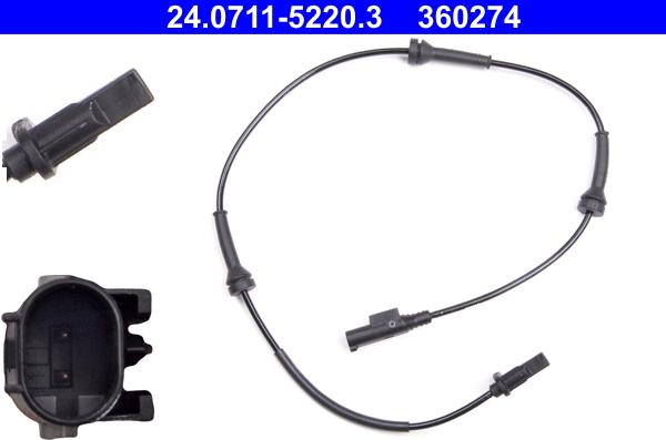 ATE 24.0711-5220.3 - Sensor, revoluciones de la rueda parts5.com