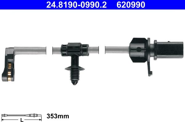 ATE 24.8190-0990.2 - Senzor de avertizare,uzura placute de frana parts5.com