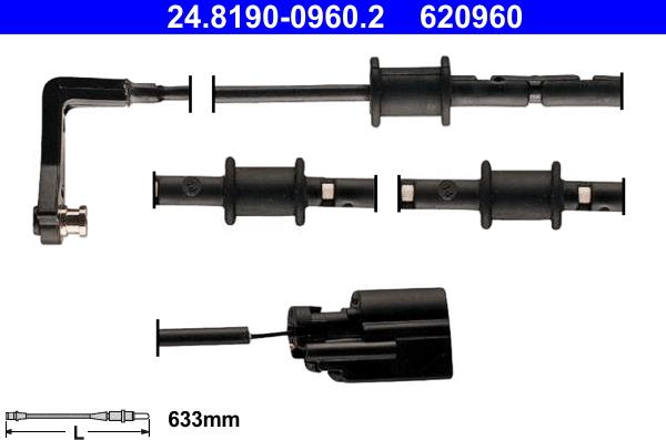 ATE 24.8190-0960.2 - Styk ostrzegawczy, zużycie okładzin hamulcowych parts5.com