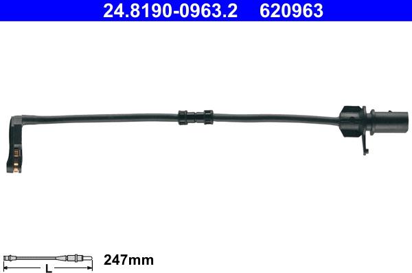 ATE 24.8190-0963.2 - Contact d'avertissement, usure des plaquettes de frein parts5.com