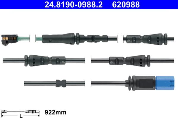 ATE 24.8190-0988.2 - Senzor de avertizare,uzura placute de frana parts5.com