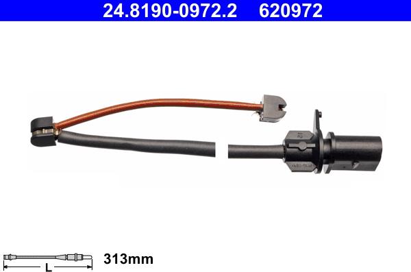 ATE 24.8190-0972.2 - Senzor de avertizare,uzura placute de frana parts5.com