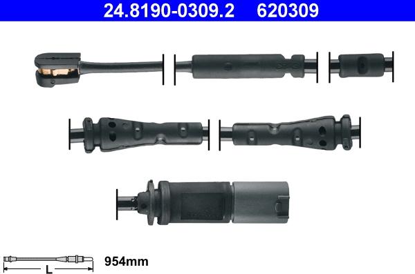 ATE 24.8190-0309.2 - Senzor de avertizare,uzura placute de frana parts5.com