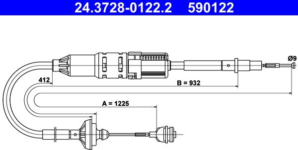 ATE 24.3728-0122.2 - Cable de accionamiento, accionamiento del embrague parts5.com