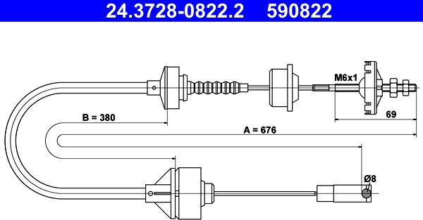 ATE 24.3728-0822.2 - Seilzug, Kupplungsbetätigung parts5.com