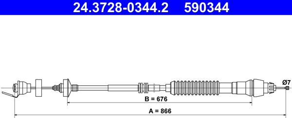 ATE 24.3728-0344.2 - Clutch Cable parts5.com