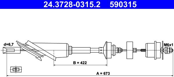 ATE 24.3728-0315.2 - Cable de accionamiento, accionamiento del embrague parts5.com