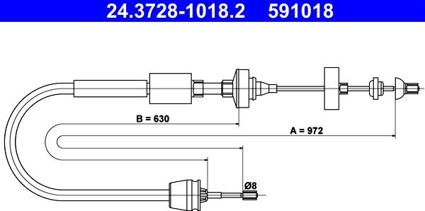 ATE 24.3728-1018.2 - Clutch Cable parts5.com