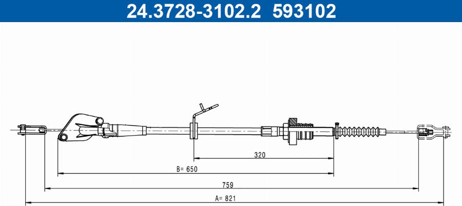 ATE 24.3728-3102.2 - Cablu ambreiaj parts5.com